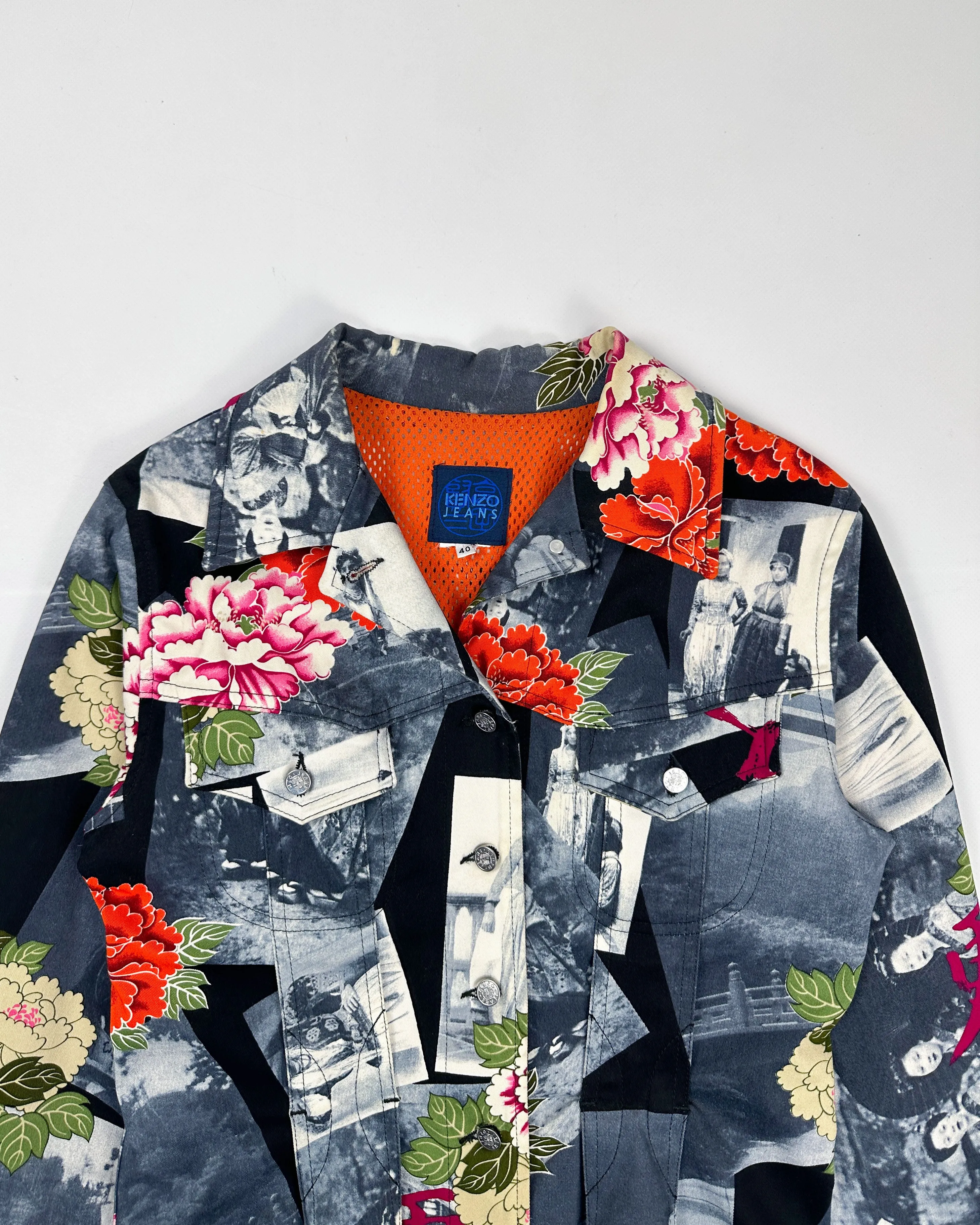 Kenzo Pleated Printed Trucker Jacket 1990's