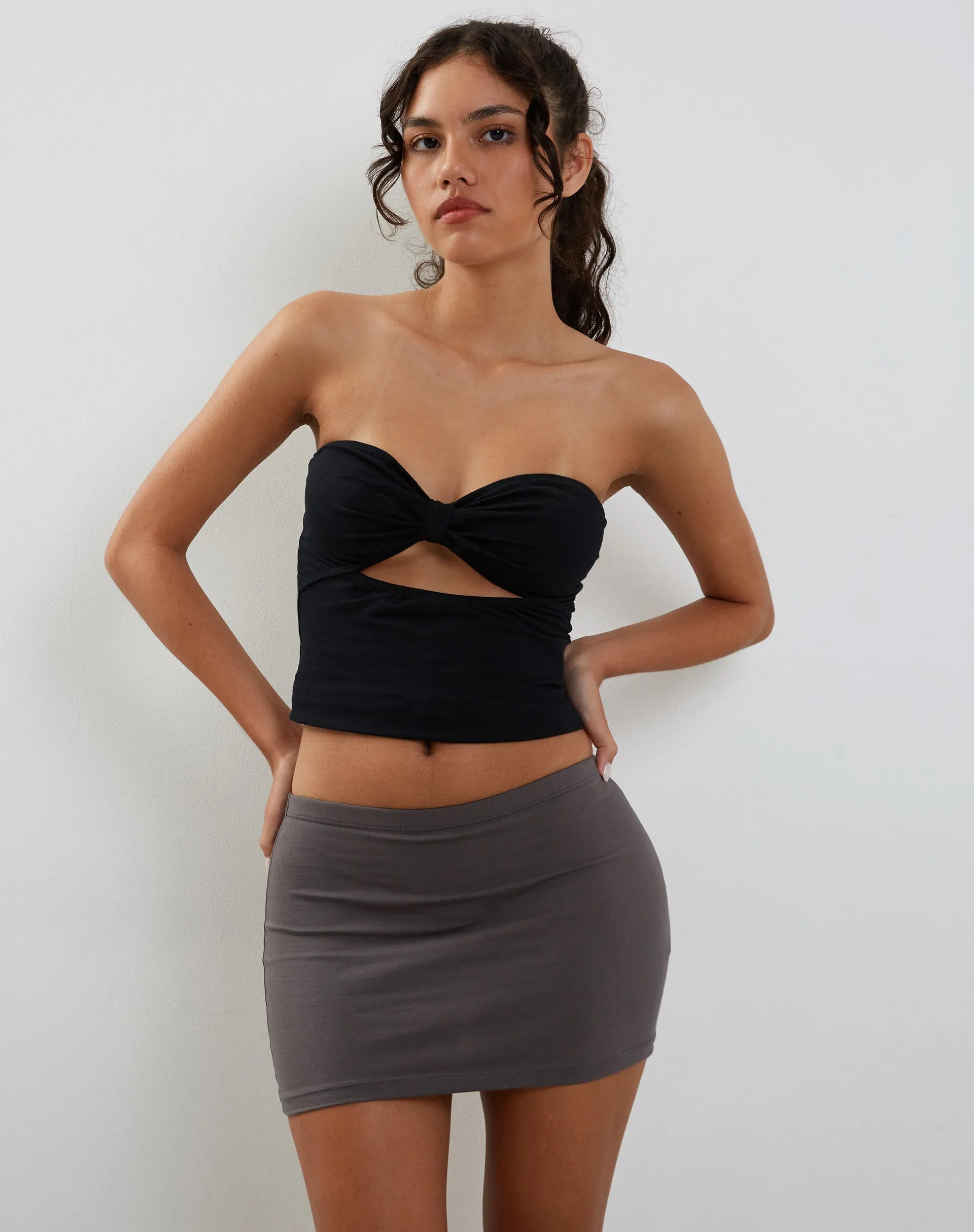 Lidya Mini Skirt in Charcoal Grey