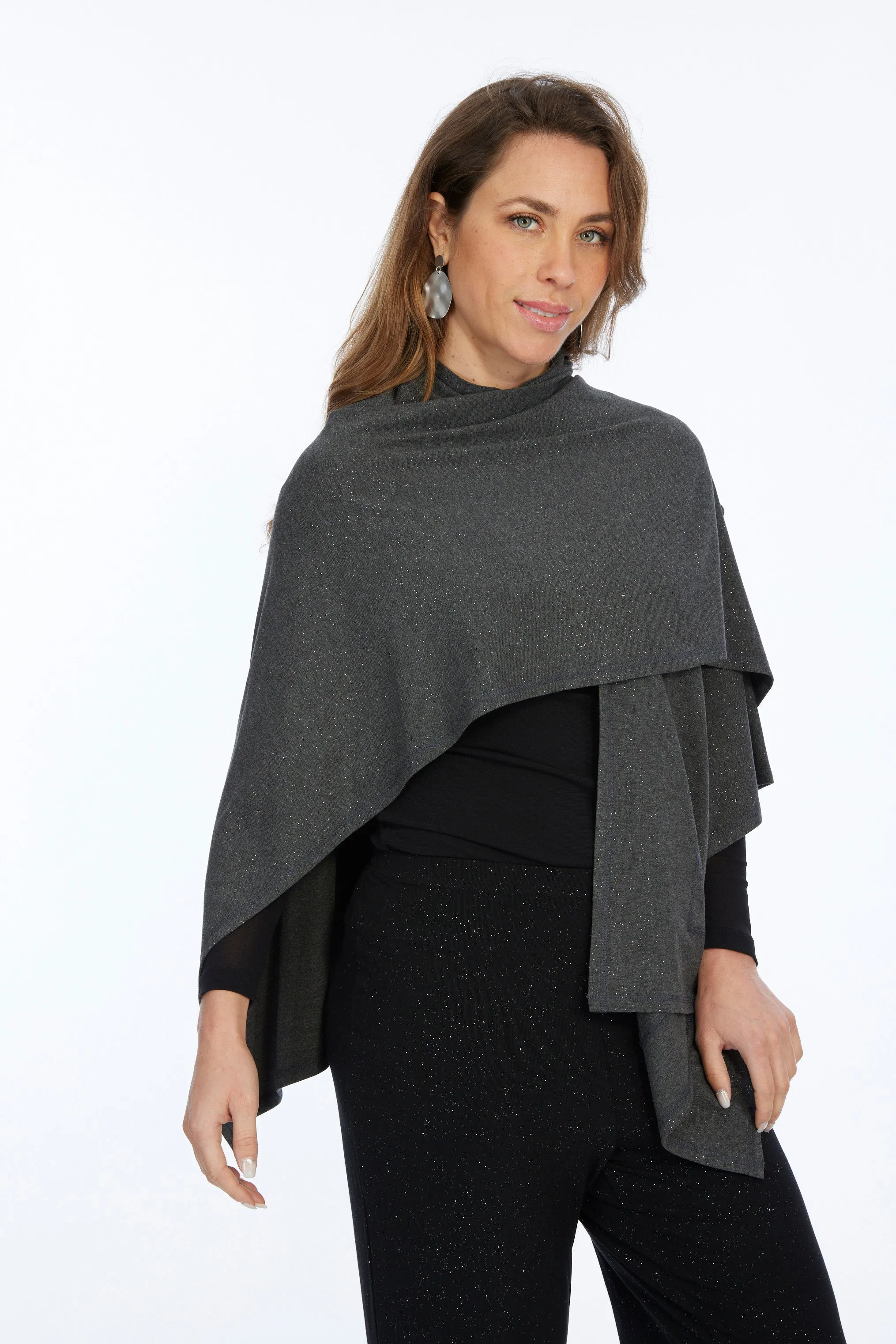 LIOR Women's Sparkly Poncho - Cielo