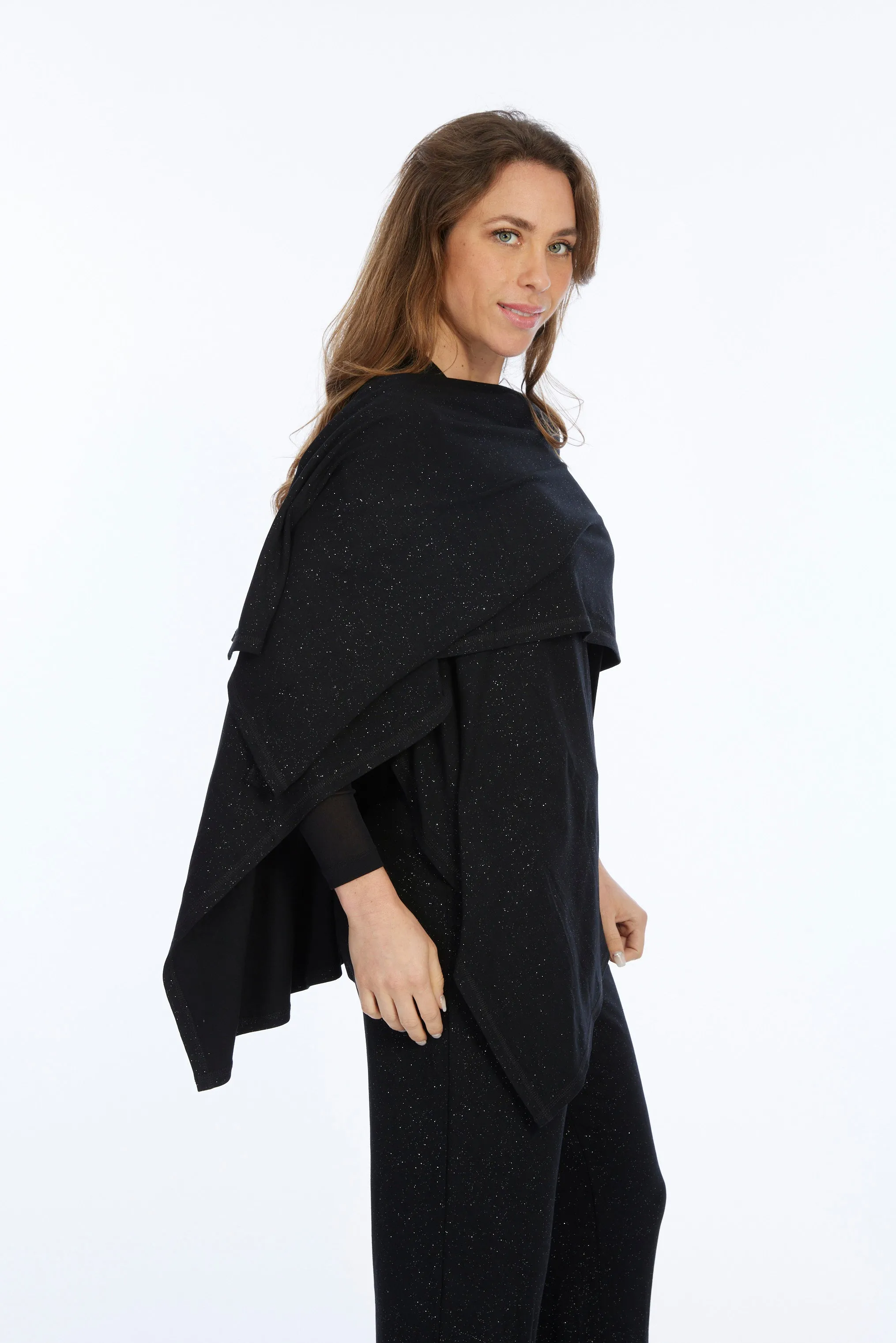 LIOR Women's Sparkly Poncho - Cielo