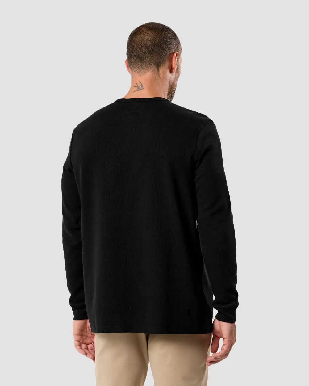 Long Sleeve Waffle Knit Henley