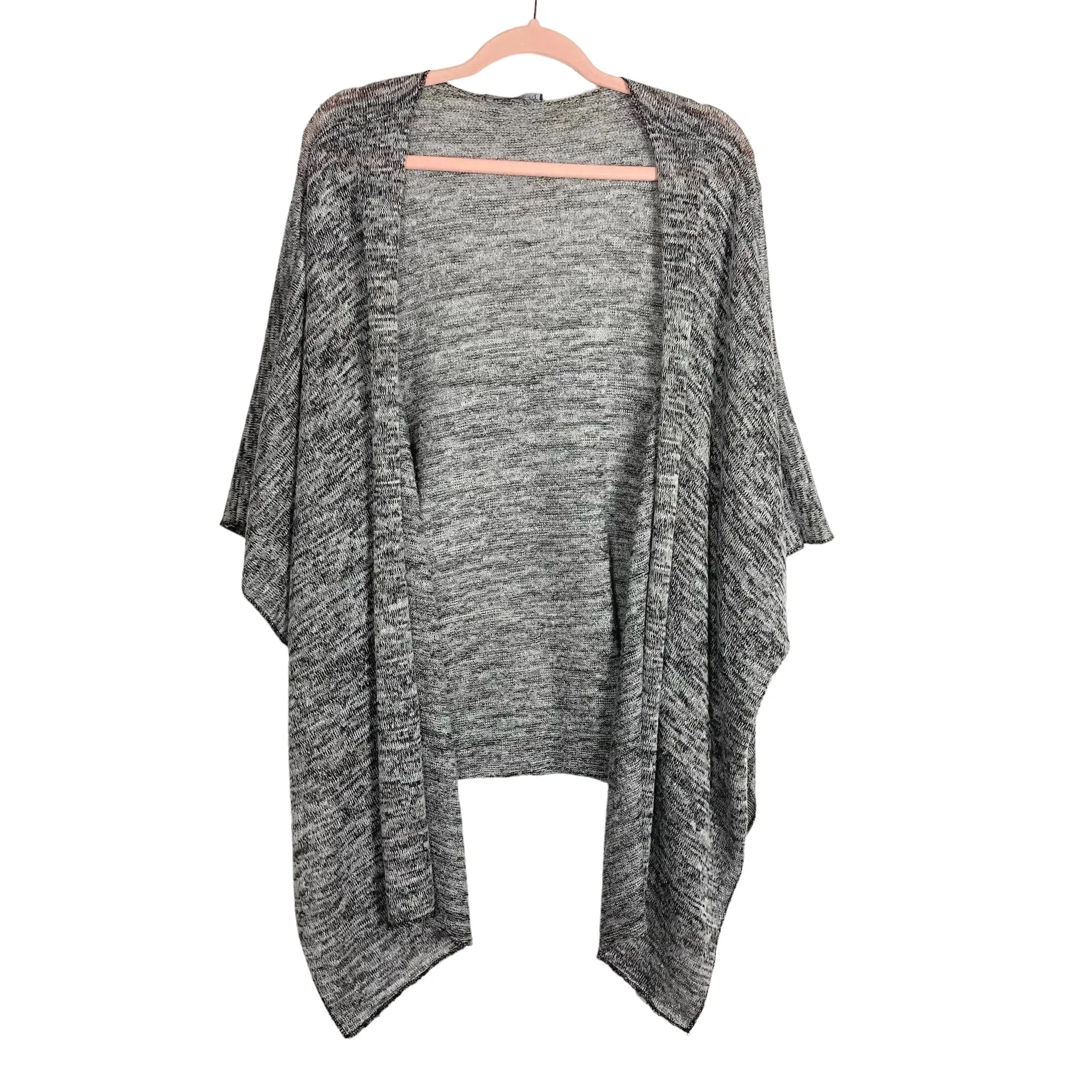 Loveapella Black/White Space Dye Open Poncho Style Cardigan- Size XL