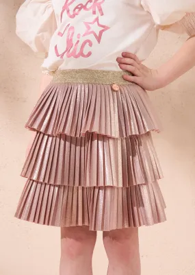 Lucile Copper Metallic Pleated Skirt