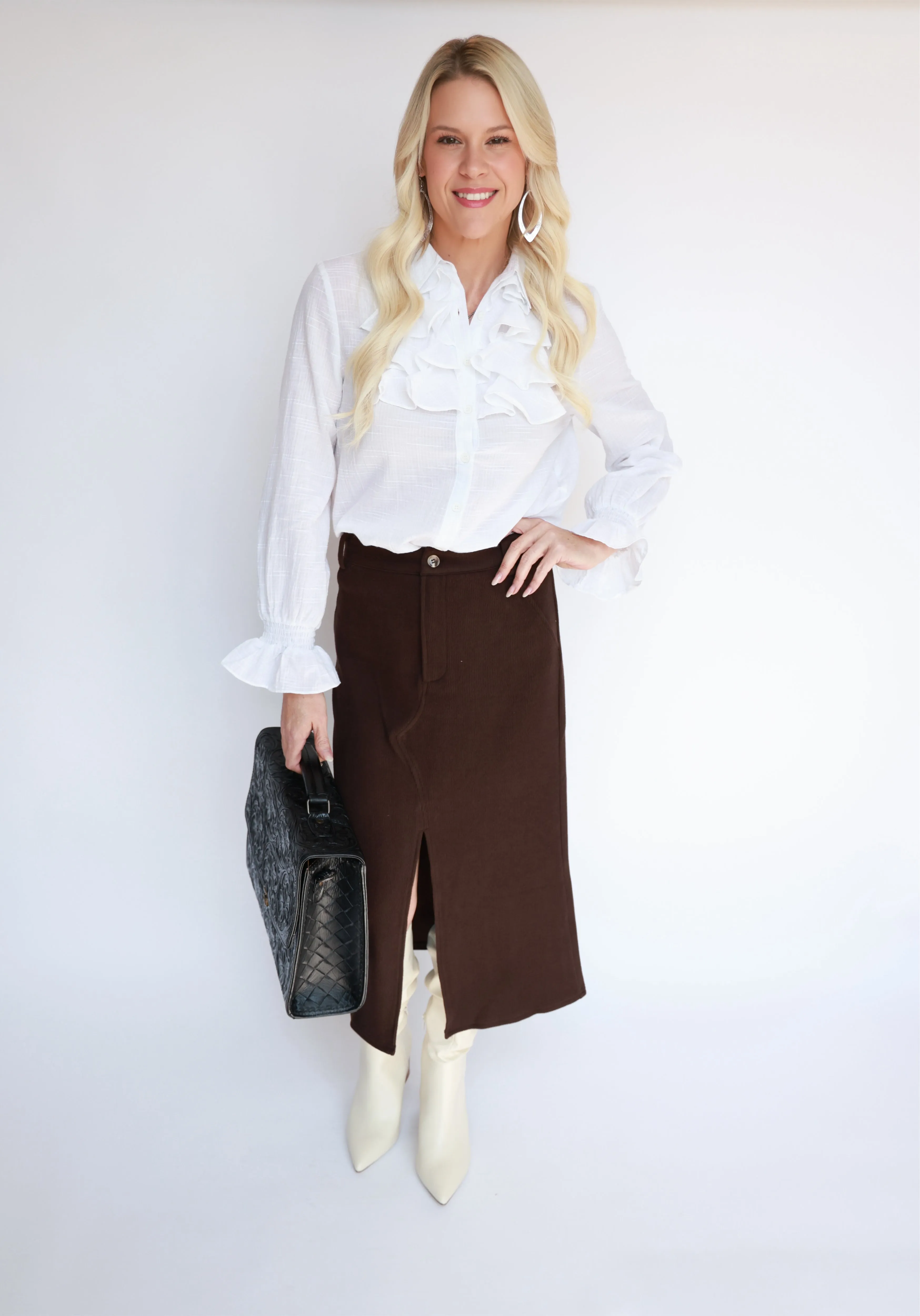 Makayla Corduroy Midi Skirt