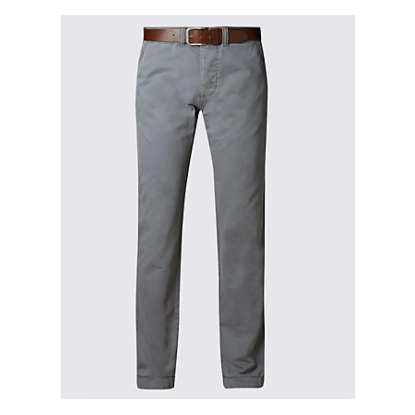 M&S North Coast Straight Fit Pure Cotton Grey Mens Chinos