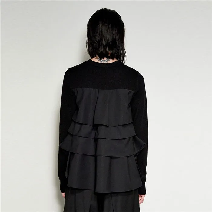 MeiMeiJ Black Contemporary Cardigan With Frill