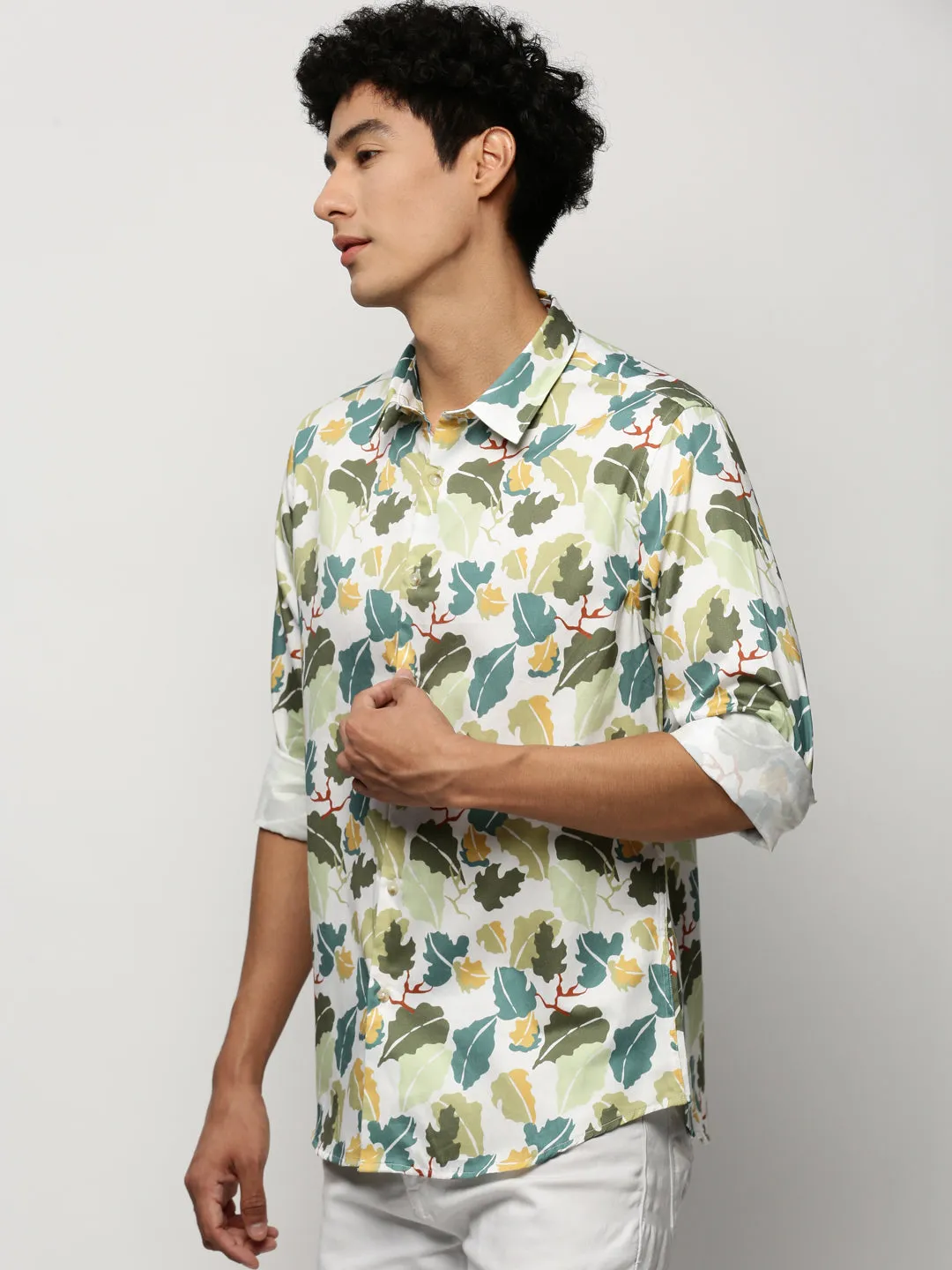 Men Green Floral Shirt