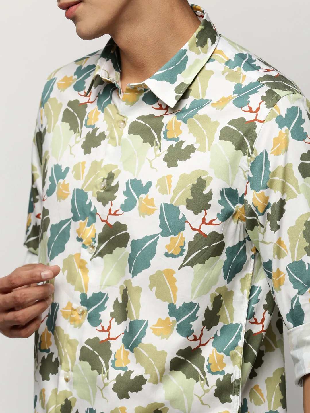 Men Green Floral Shirt