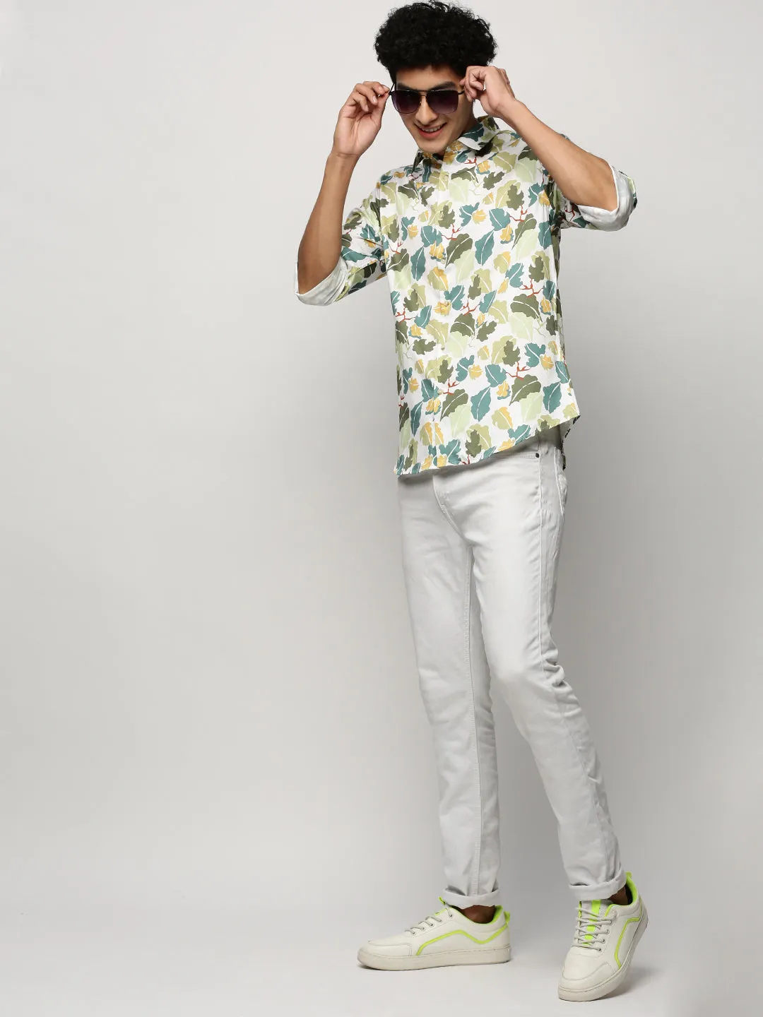 Men Green Floral Shirt