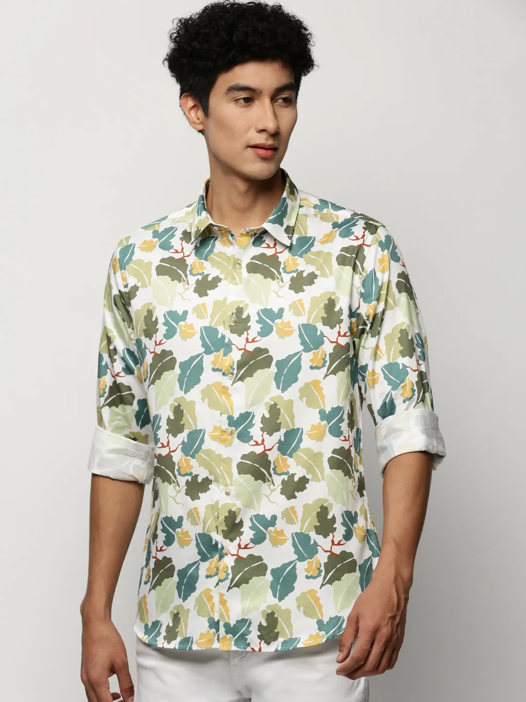 Men Green Floral Shirt