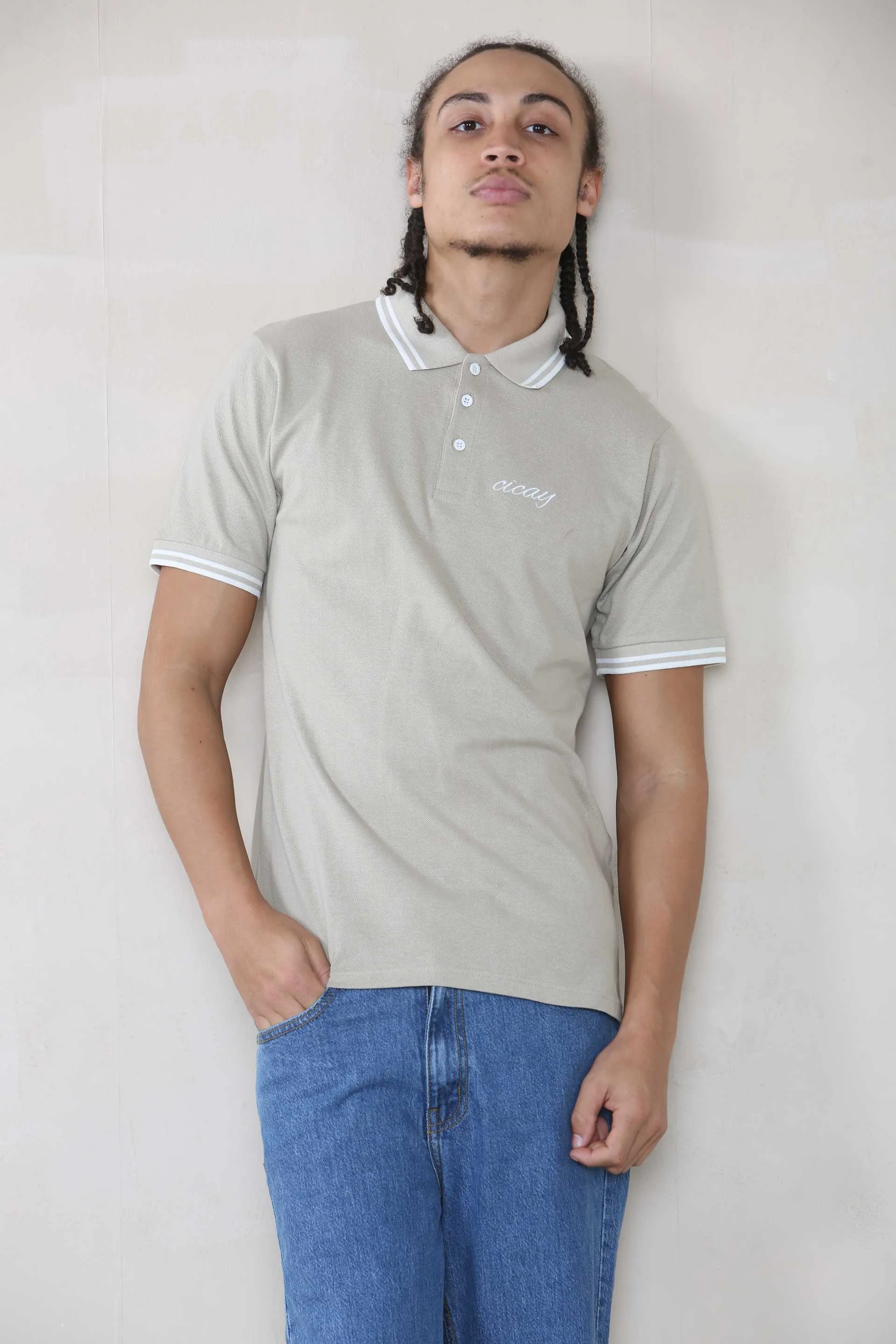 Men Slim Tipped Pique Polo Shirt