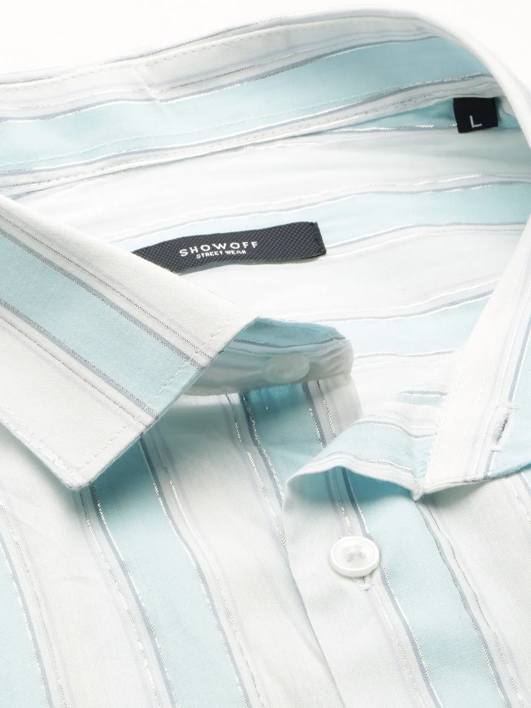 Men White Striped Casual Casual Shirts