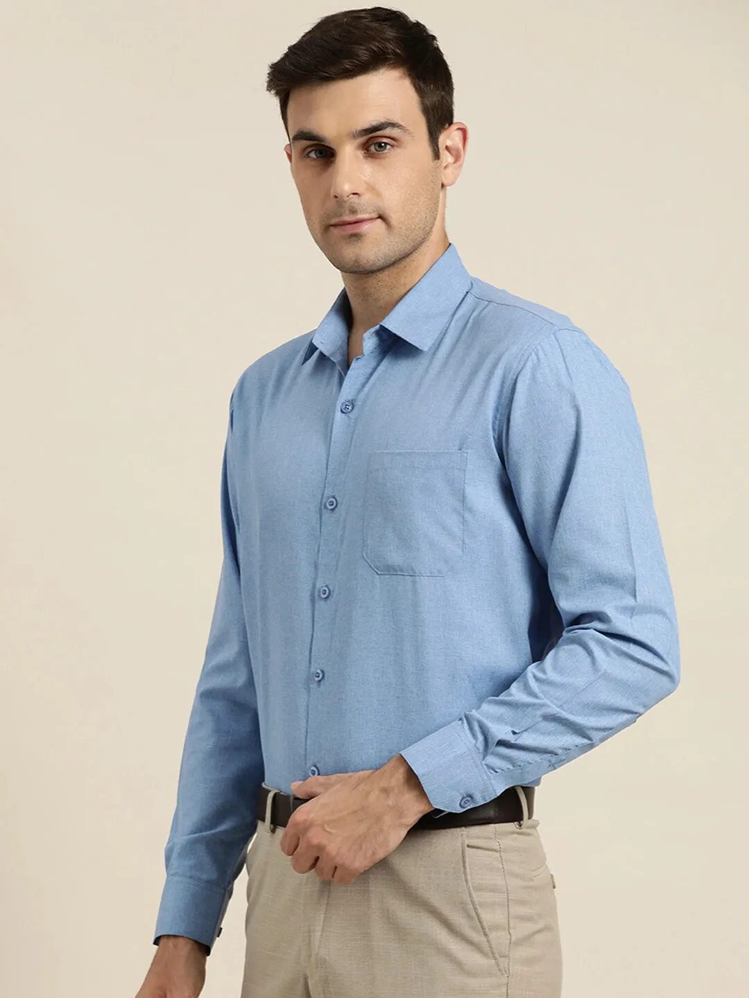 Men's Cotton Blue Casual Shirt