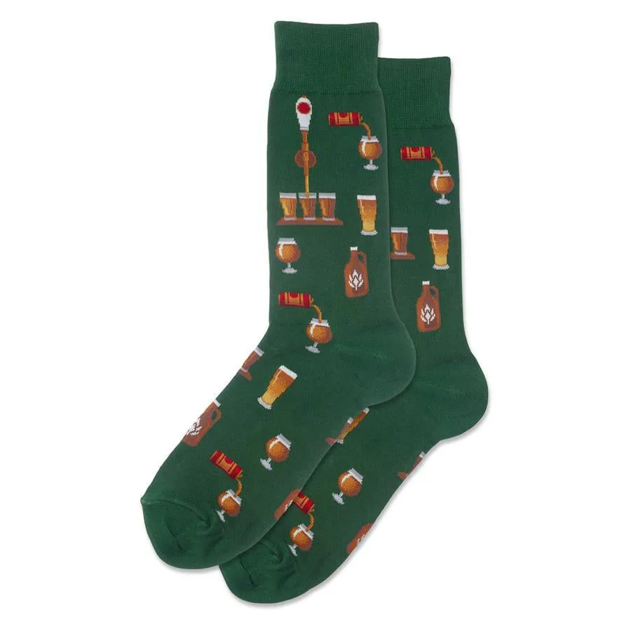 Men's Craft Beer Crew Socks/Forest Green