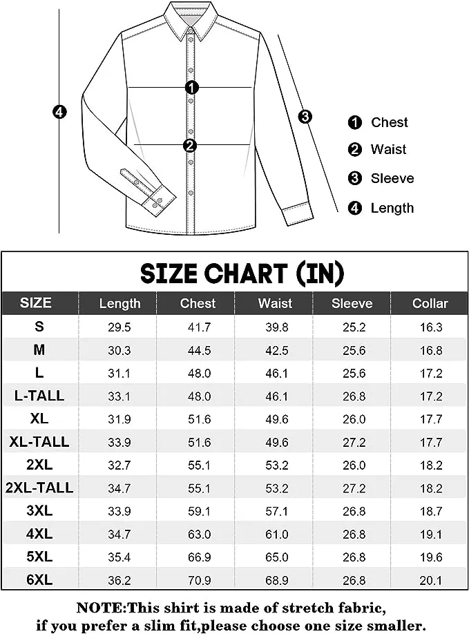 Men's Dress Shirts Wrinkle-Free Long Sleeve Stretch Solid Formal Business Button Down Shirt with Pocket - Hot Pink