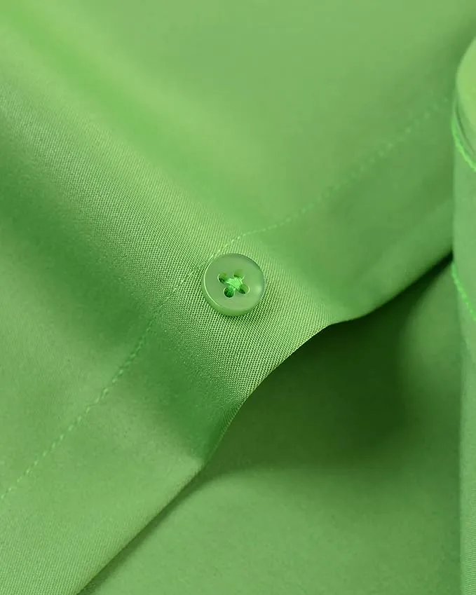 Men's Dress Shirts Wrinkle-Free Long Sleeve Stretch Solid Formal Business Button Down Shirt with Pocket - light Green