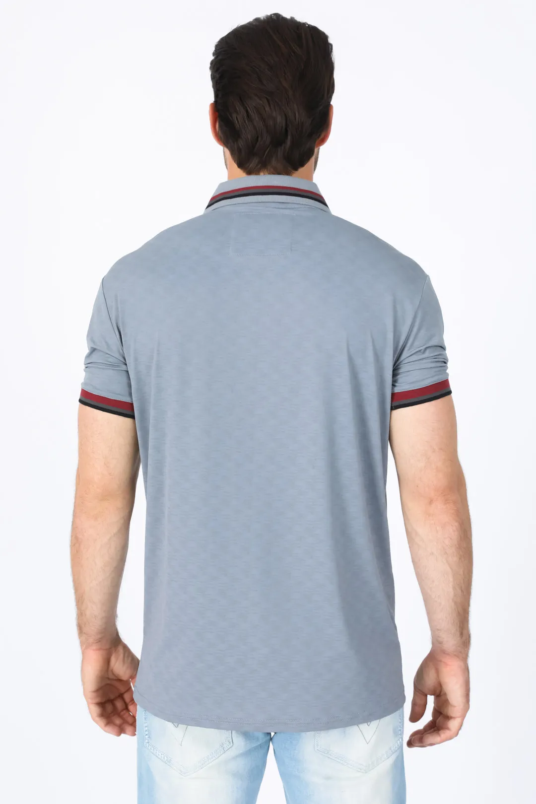 Mens Modern Fit Stretch Cotton Grey Polo