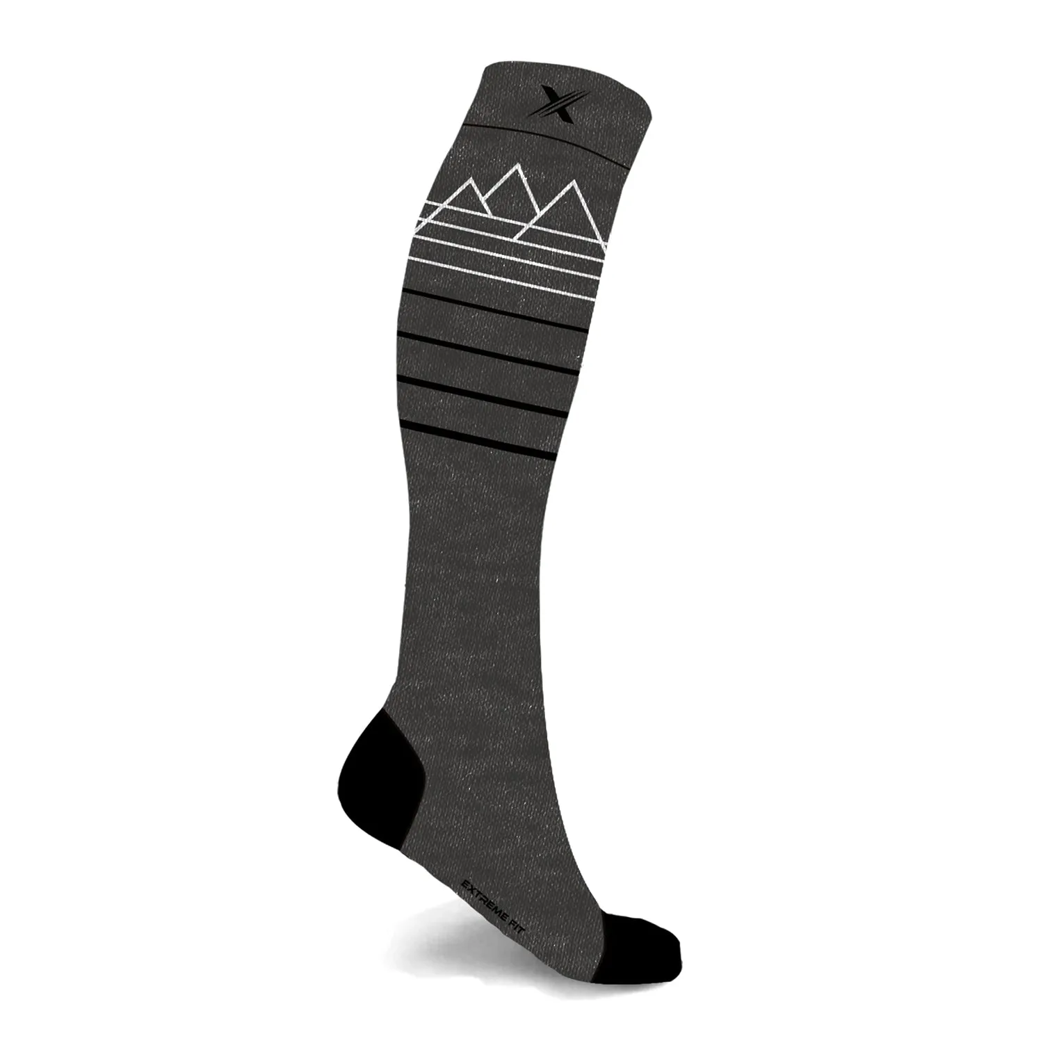 Merino Wool Mountain Scene Compression Socks