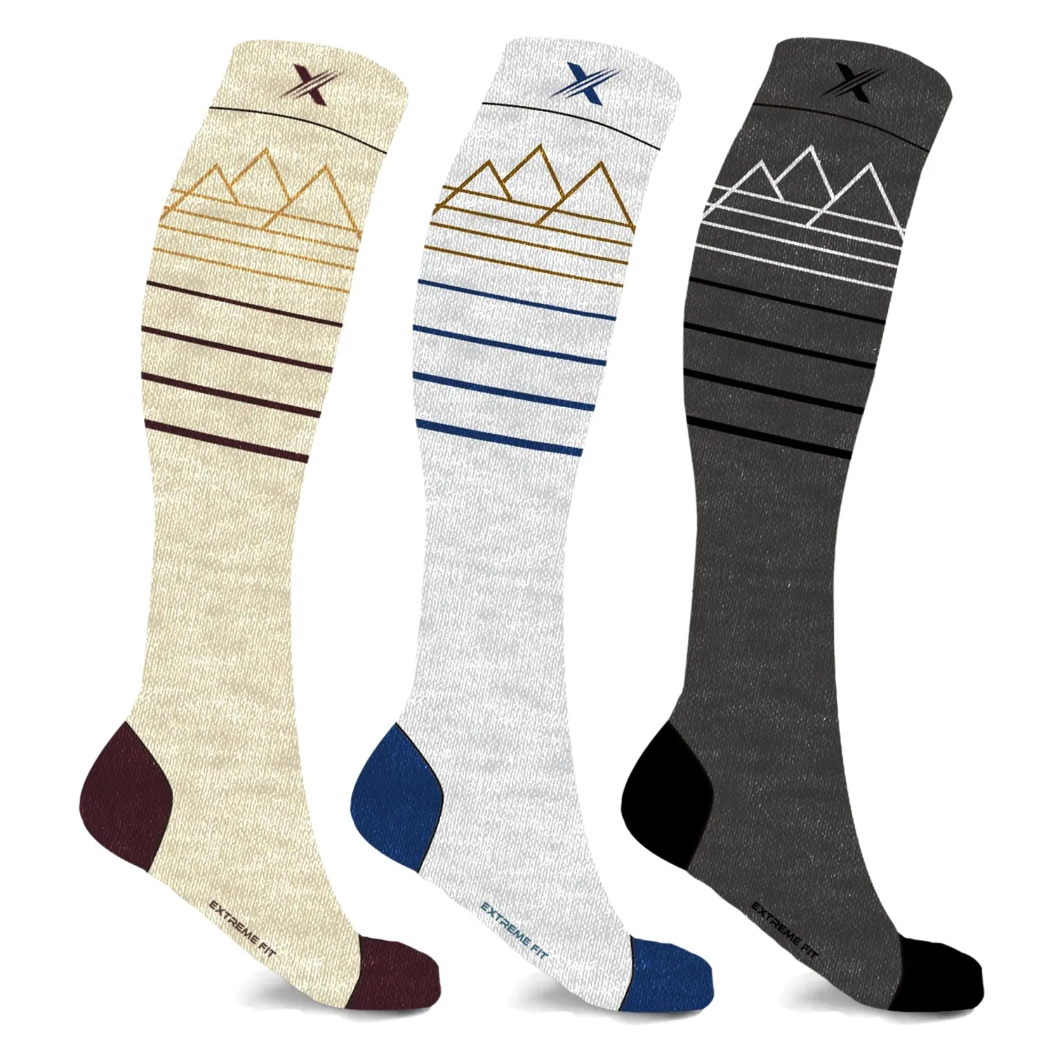 Merino Wool Mountain Scene Compression Socks