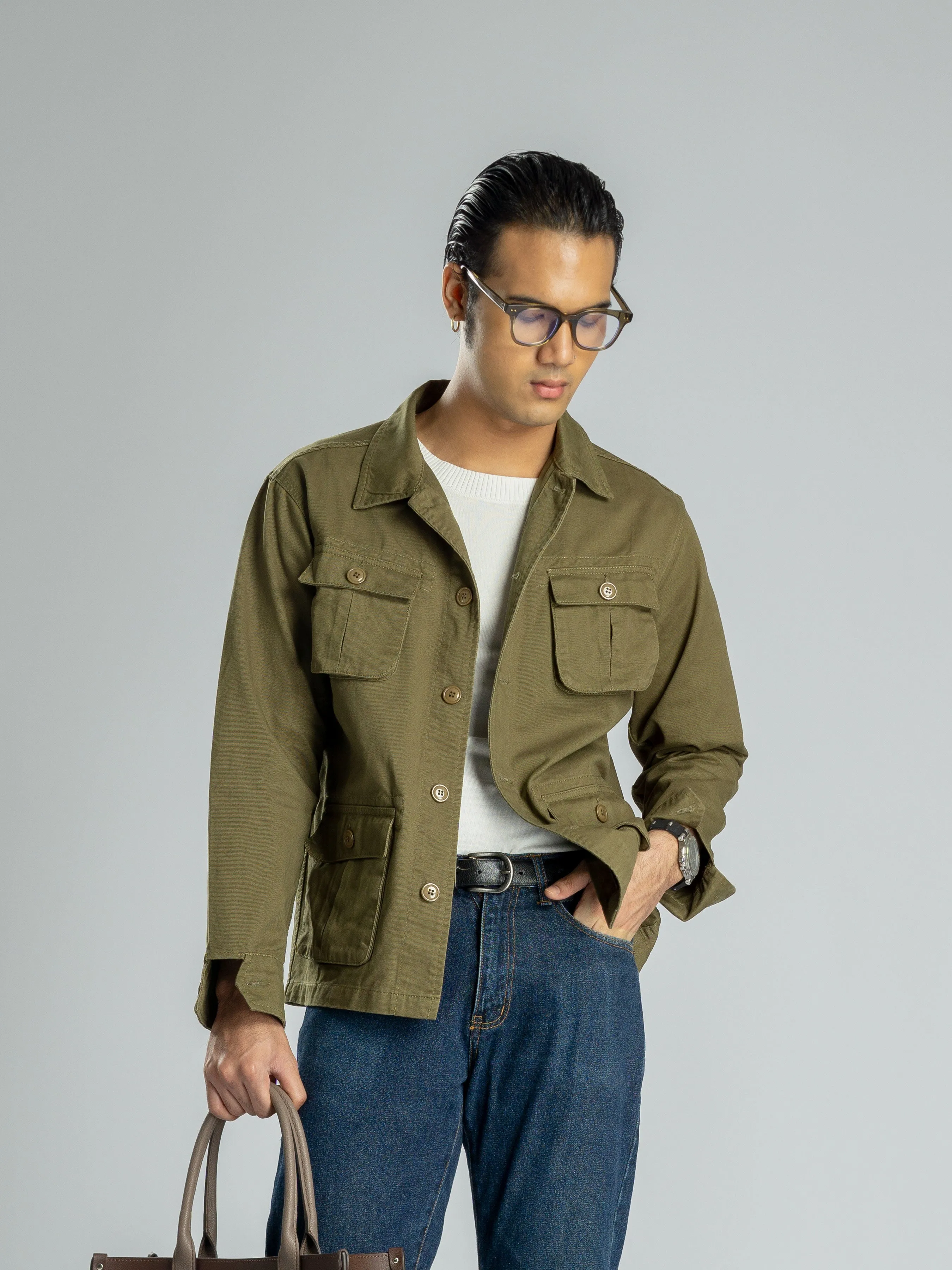 Modern Safari Jacket - Army Green