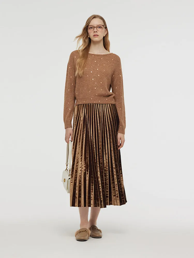 Mohair Blend Knit Top And Pleated Skirt Two-Piece Set