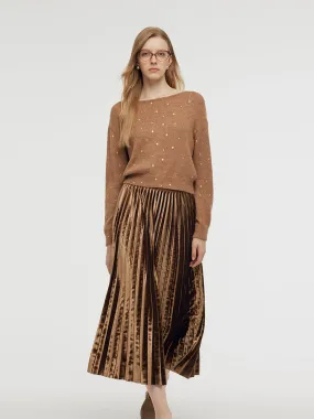 Mohair Blend Knit Top And Pleated Skirt Two-Piece Set