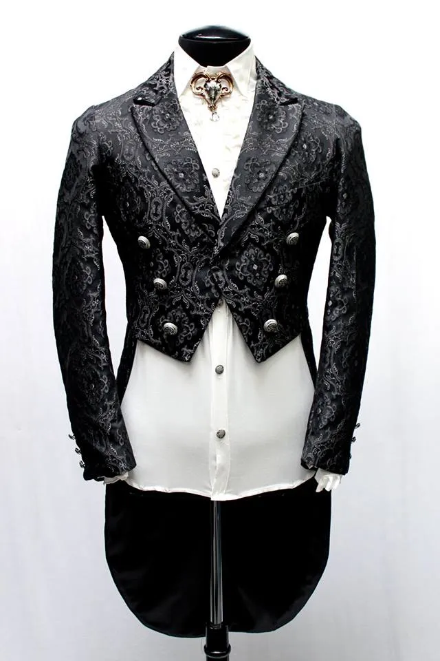 MONTE CRISTO TAILCOAT - BLACK EDWARDIAN BROCADE