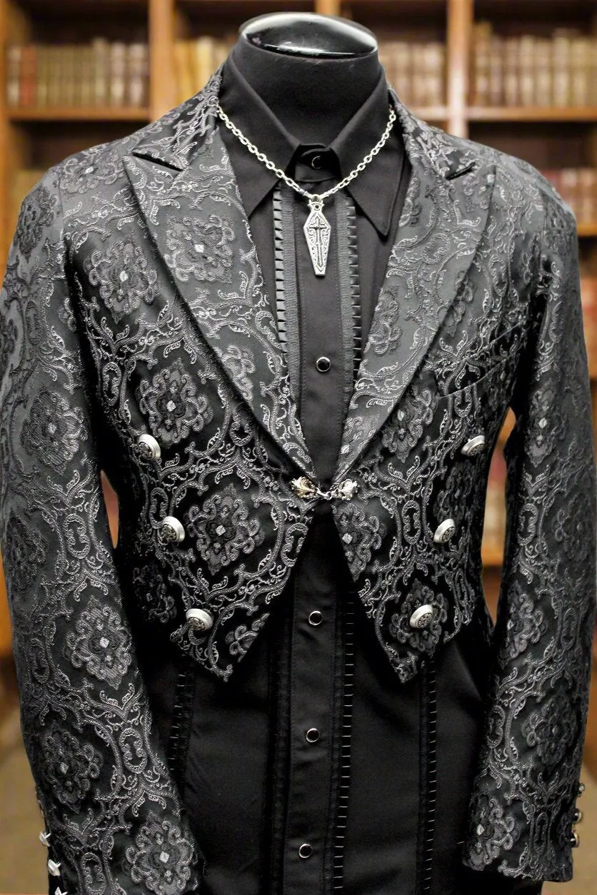 MONTE CRISTO TAILCOAT - BLACK EDWARDIAN BROCADE