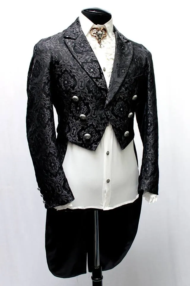 MONTE CRISTO TAILCOAT - BLACK EDWARDIAN BROCADE