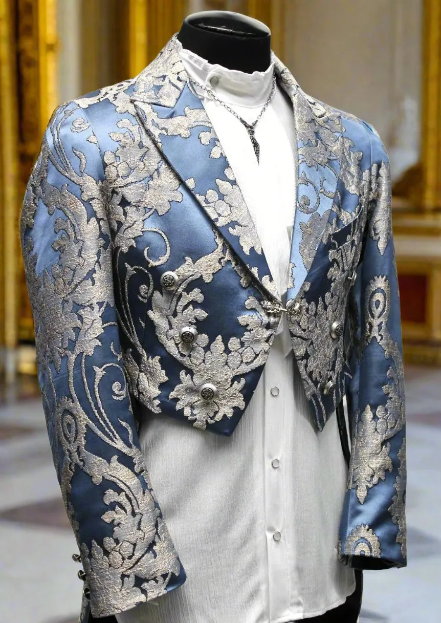 MONTE CRISTO TAILCOAT - ICE BLUE SATIN BROCADE