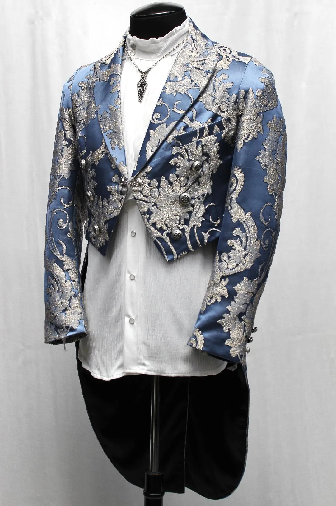 MONTE CRISTO TAILCOAT - ICE BLUE SATIN BROCADE