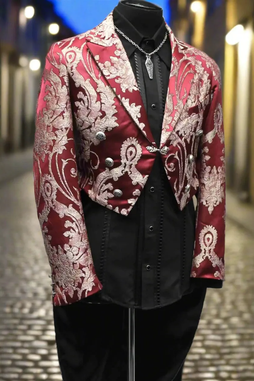 MONTE CRISTO TAILCOAT - RED SATIN BROCADE