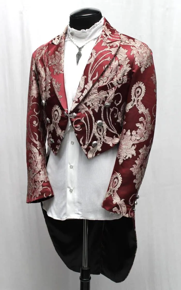 MONTE CRISTO TAILCOAT - RED SATIN BROCADE