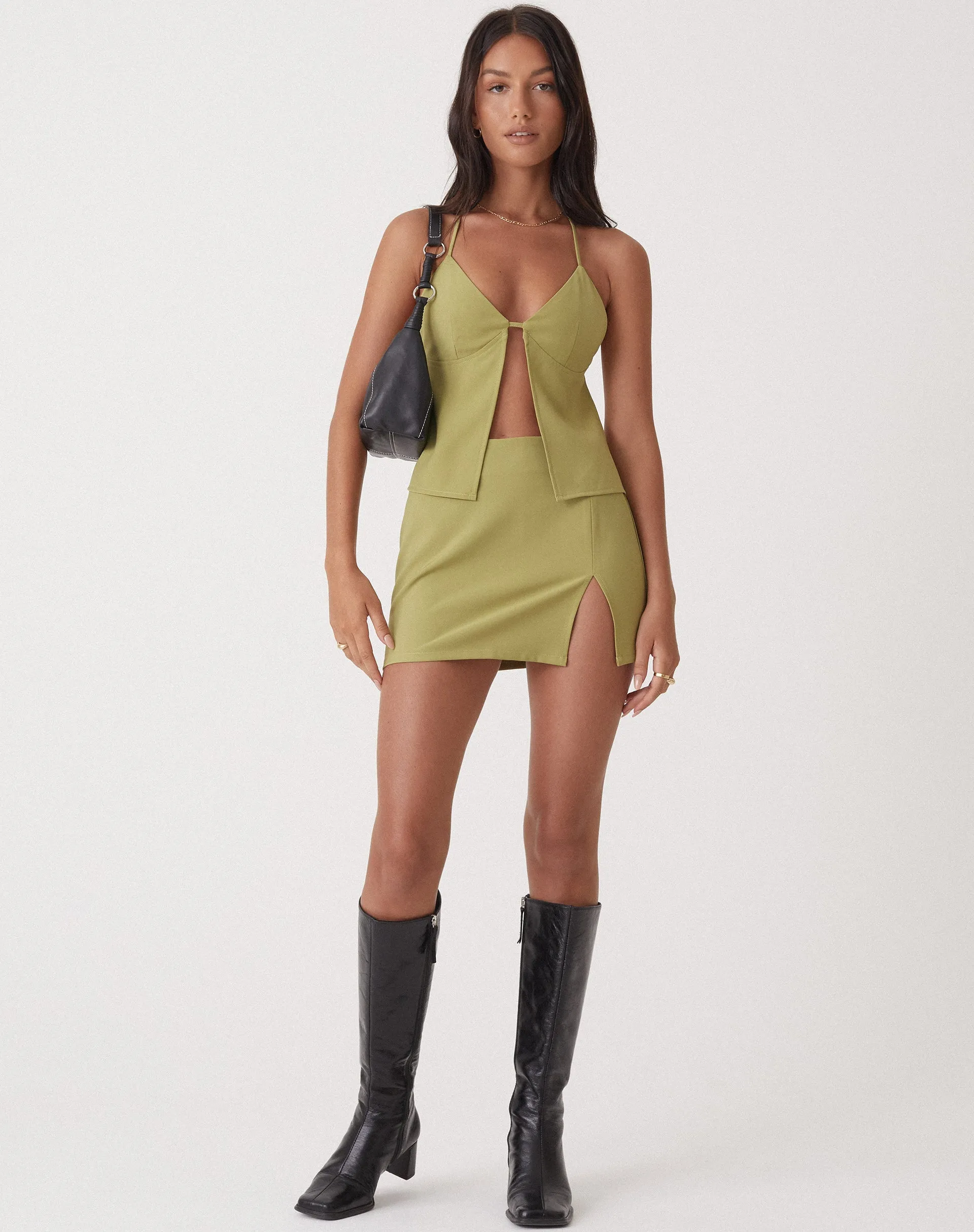 MOTEL X OLIVIA NEILL Pelma Mini Skirt in Tailoring Seafoam Green