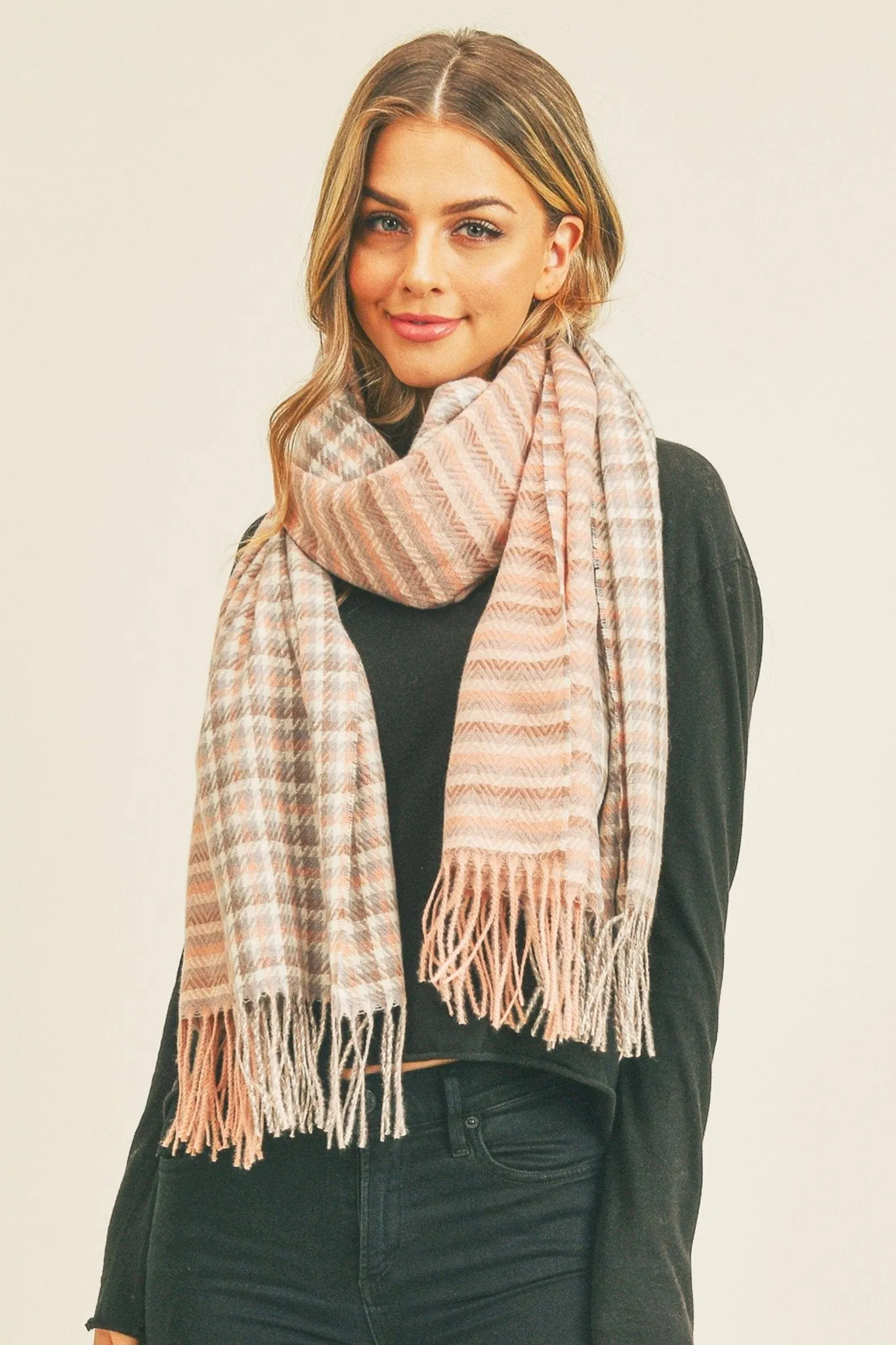 MS0266 Rachel Houndstooth Chevron Print Scarf