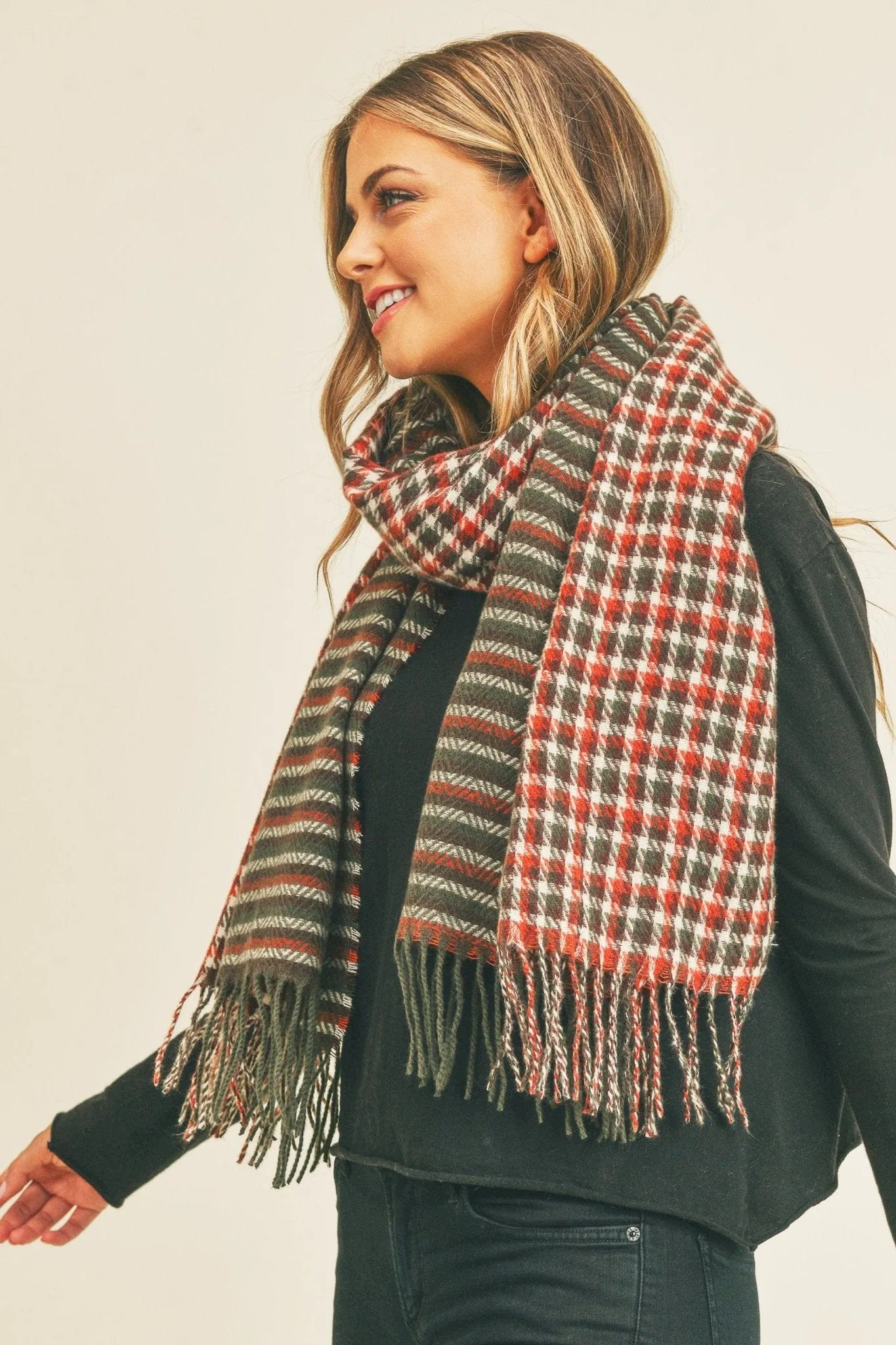 MS0266 Rachel Houndstooth Chevron Print Scarf