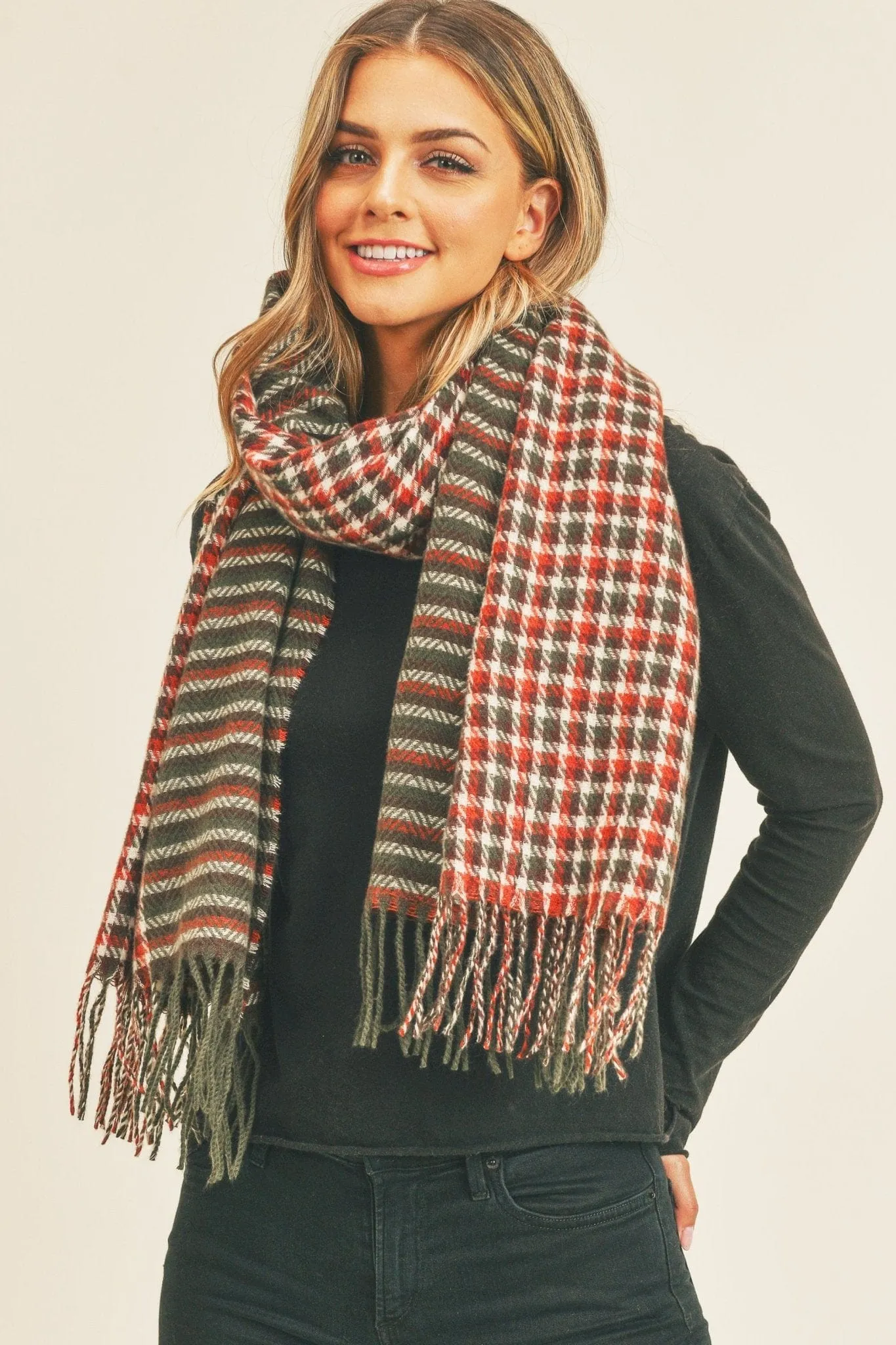 MS0266 Rachel Houndstooth Chevron Print Scarf