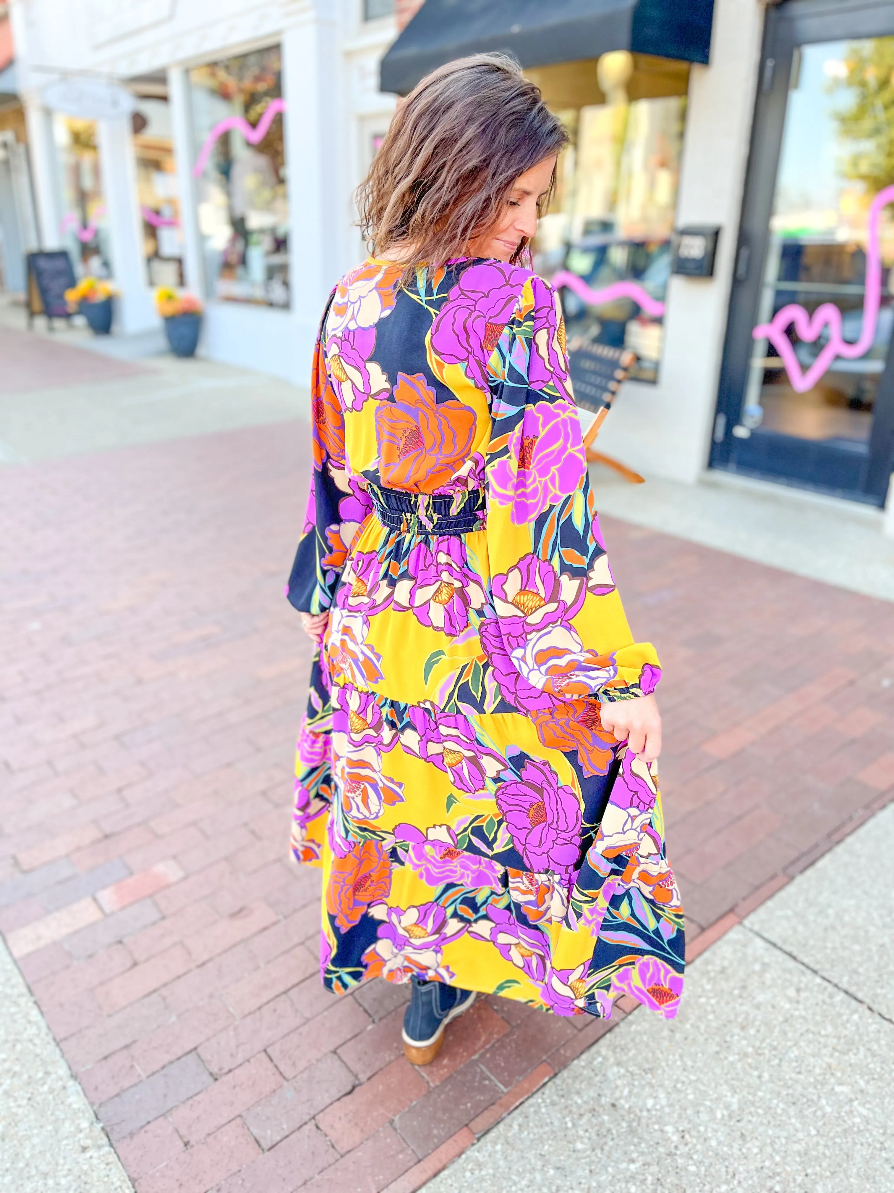 Multi-Color Floral Midi Dress