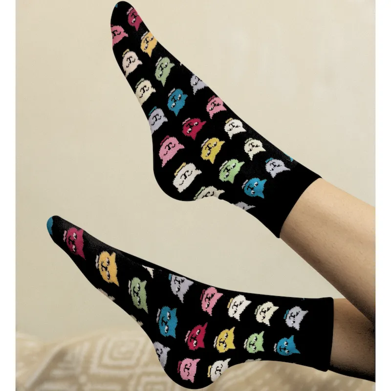 Multicolour Cat Faces Cat Socks