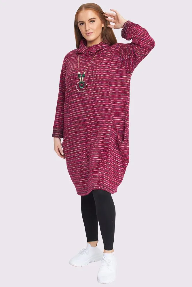 Multicoloured Stripes Front Pockets Dress