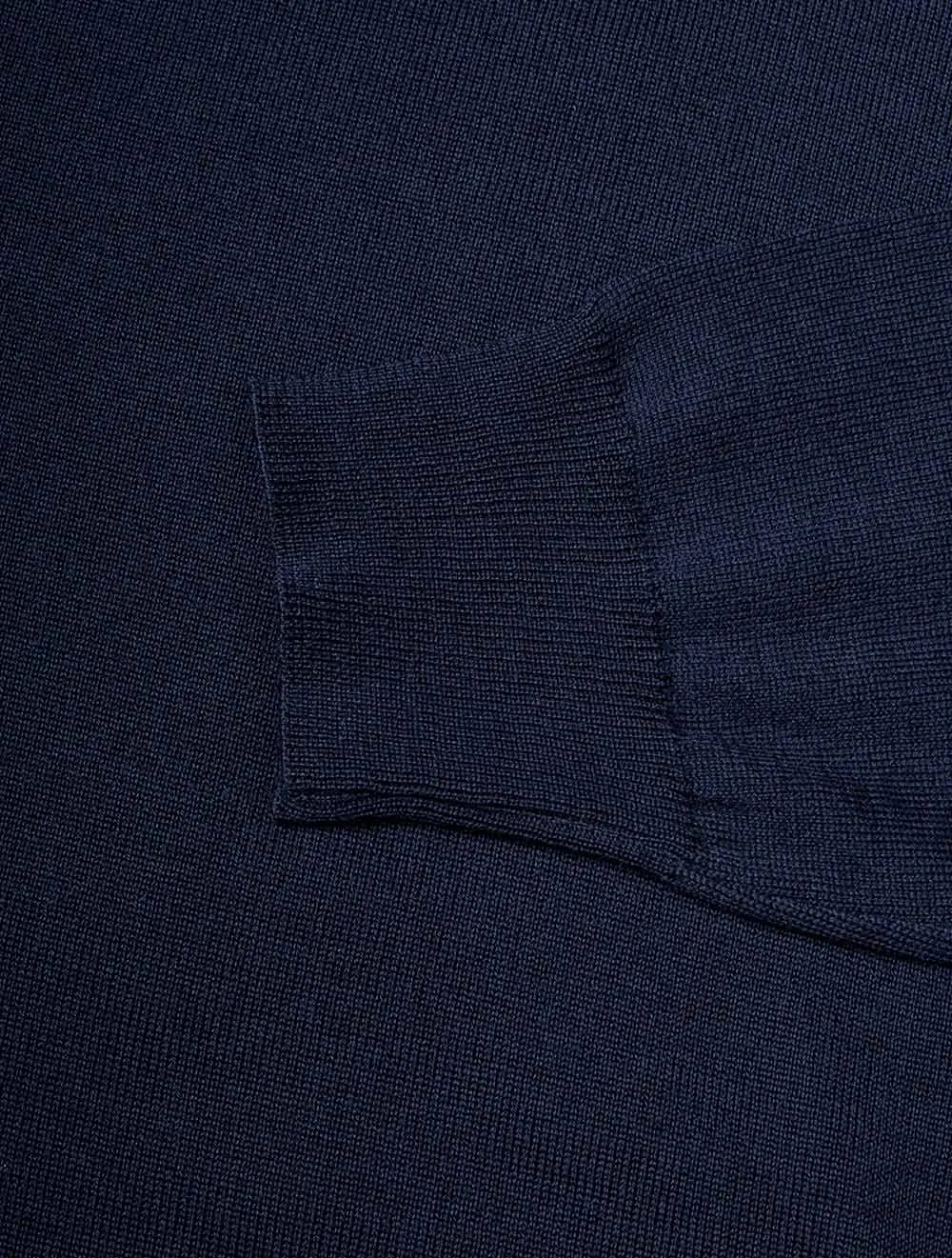 Navy Roll Neck Fine Merino Wool Jumper