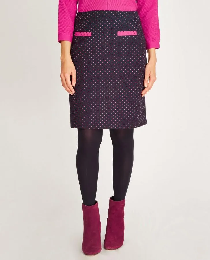 Navy/Fuschia Spot Jacquard Skirt