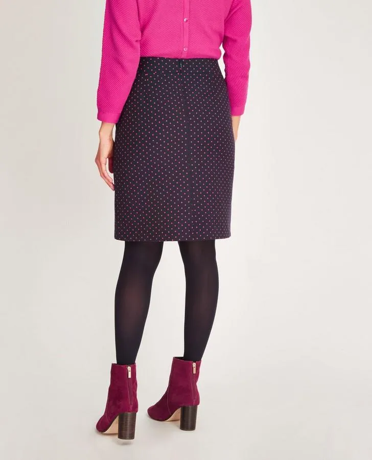 Navy/Fuschia Spot Jacquard Skirt