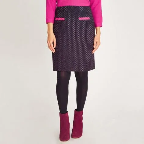 Navy/Fuschia Spot Jacquard Skirt