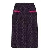 Navy/Fuschia Spot Jacquard Skirt