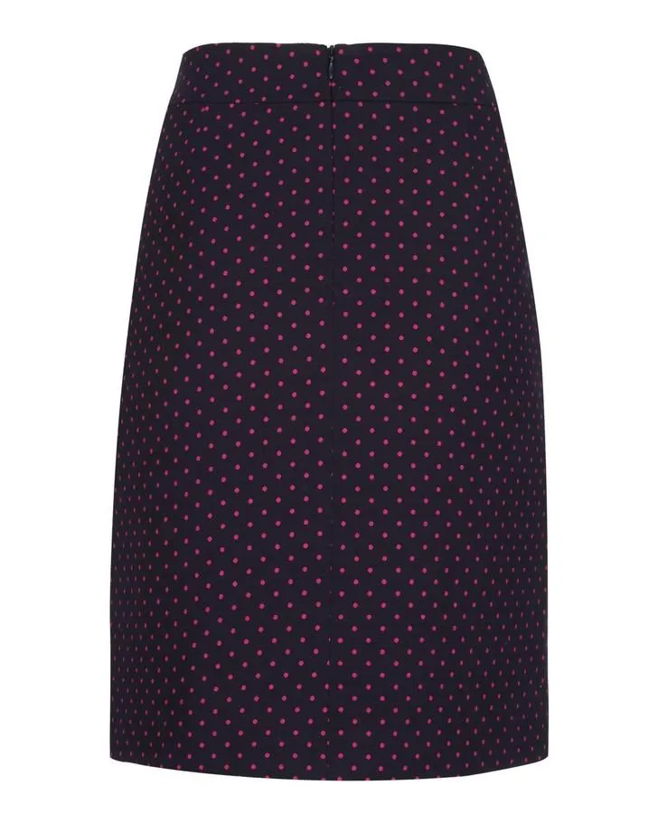 Navy/Fuschia Spot Jacquard Skirt