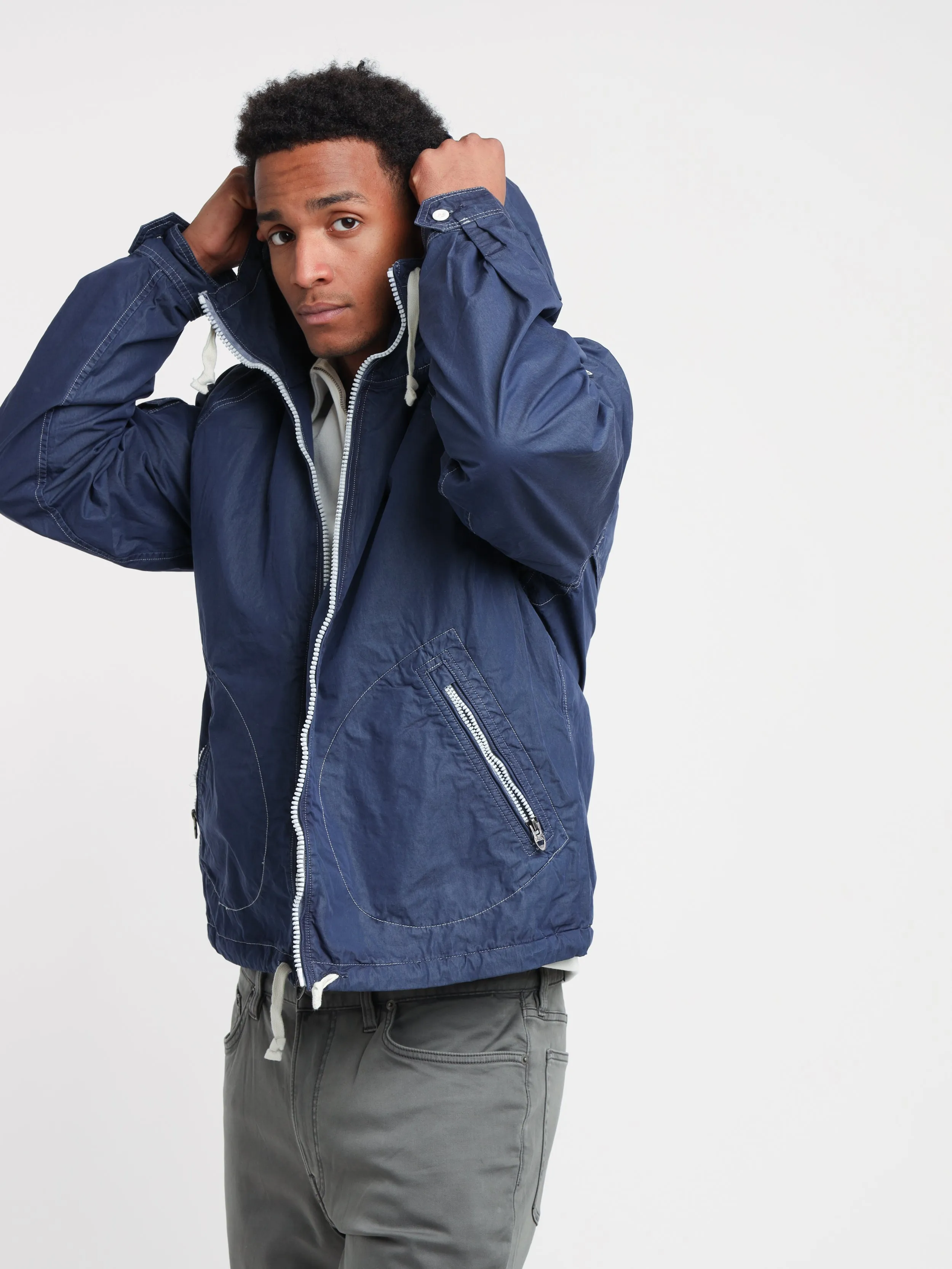 Newport Navy Garment-Dyed Twill Hooded Jacket