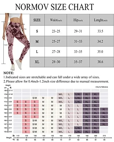 NORMOV Butt Lifting Workout Leggings for Women, Seamless High Waist Gym Yoga Pants Tie Dye Red