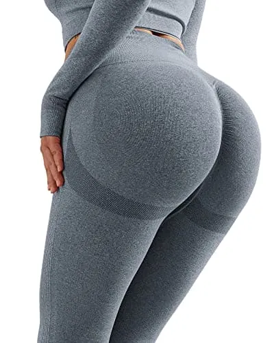 NORMOV Butt Lifting Workout Leggings for Women,Seamless High Waist Gym Yoga Pants Blue