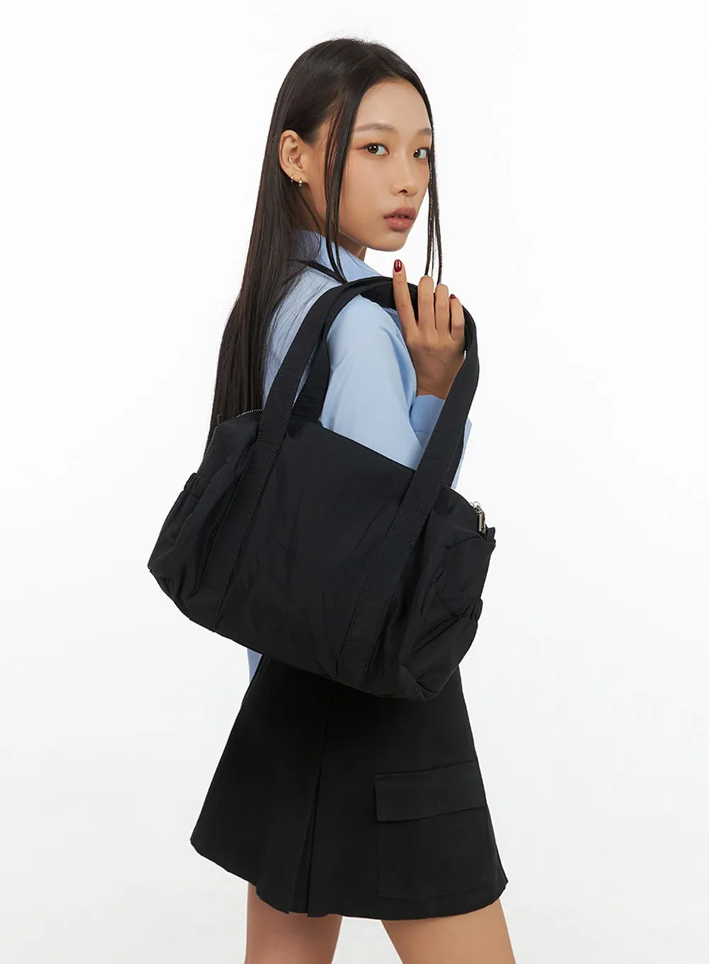 Nylon Pocket Shoulder Bag IS427